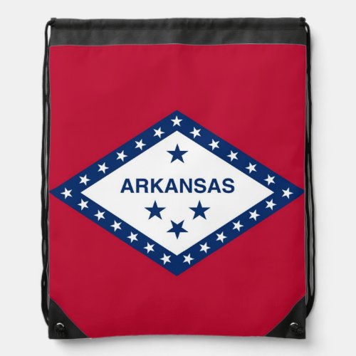 Patriotic drawstring backpack with Arkansas Flag