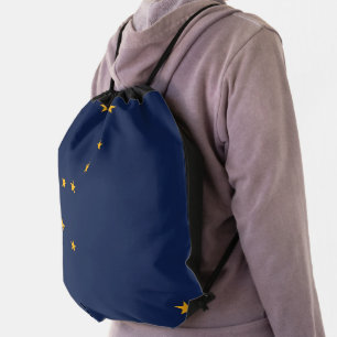 Patriotic drawstring backpack with Flag of Alaska