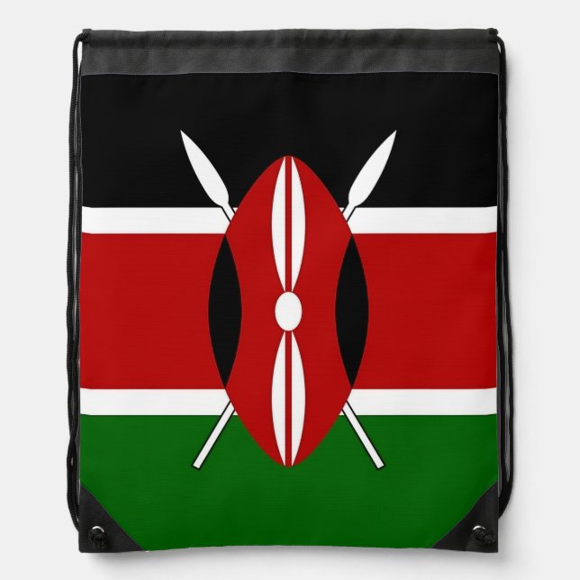 Patriotic drawstring backpack with Flag of Kenya (Front)