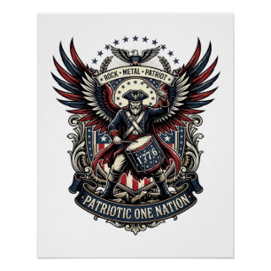 Patriotic Drummer Of Liberty Music Rock Metal Patr Poster