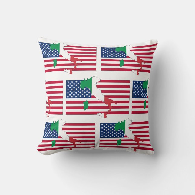 Patriotic Dual Italian American  Throw Pillow (Front)
