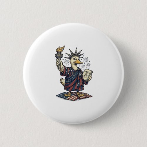 Patriotic Duck 4th of July Vintage T-Shirt Design_ Button