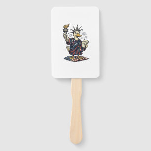 Patriotic Duck 4th of July Vintage T-Shirt Design_ Hand Fan