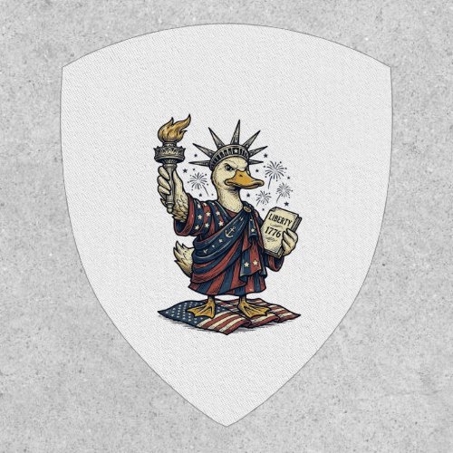 Patriotic Duck 4th of July Vintage T-Shirt Design_ Patch