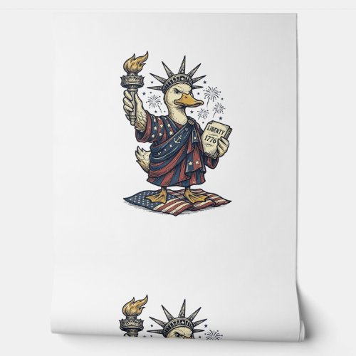 Patriotic Duck 4th of July Vintage T-Shirt Design_ Wallpaper