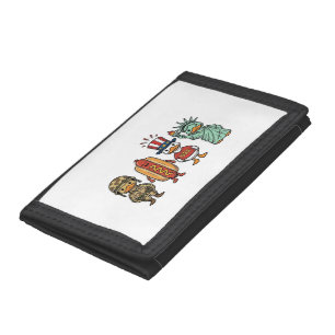 Patriotic Duck and Hot Dog Vintage Vector Shirt_1 Trifold Wallet