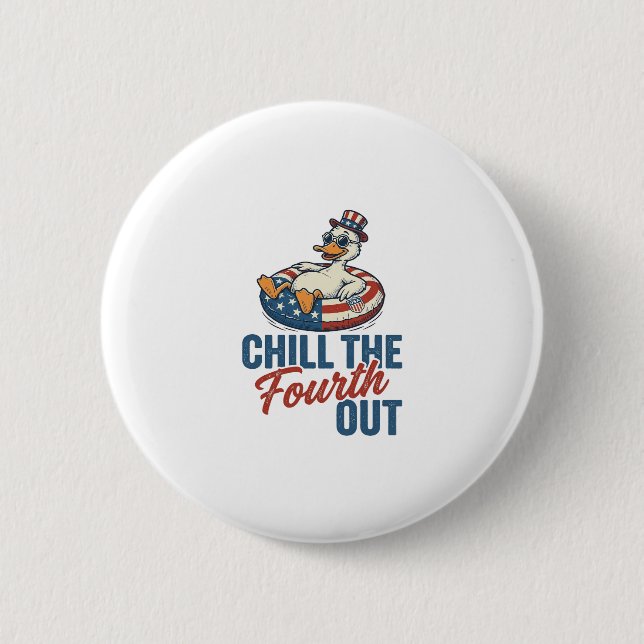 Patriotic Duck Fourth of July Floatie Shirt Design Button (Front)