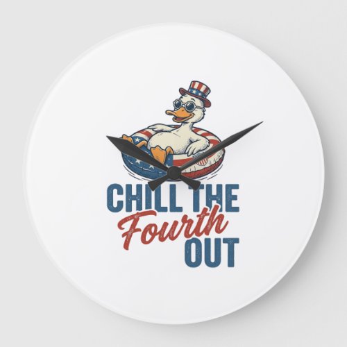 Patriotic Duck Fourth of July Floatie Shirt Design Large Clock