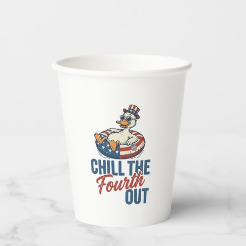 Patriotic Duck Fourth of July Floatie Shirt Design Paper Cups