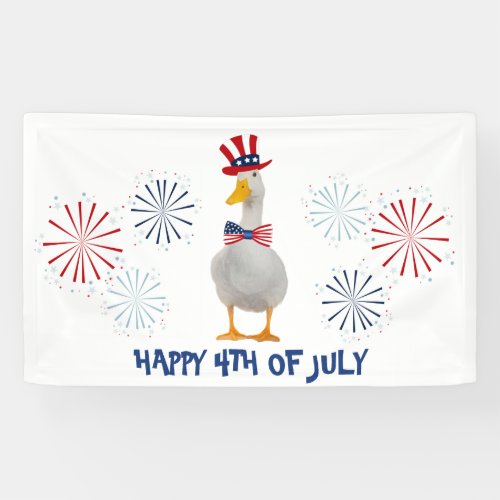 Patriotic Duck Happy 4th of July Banner