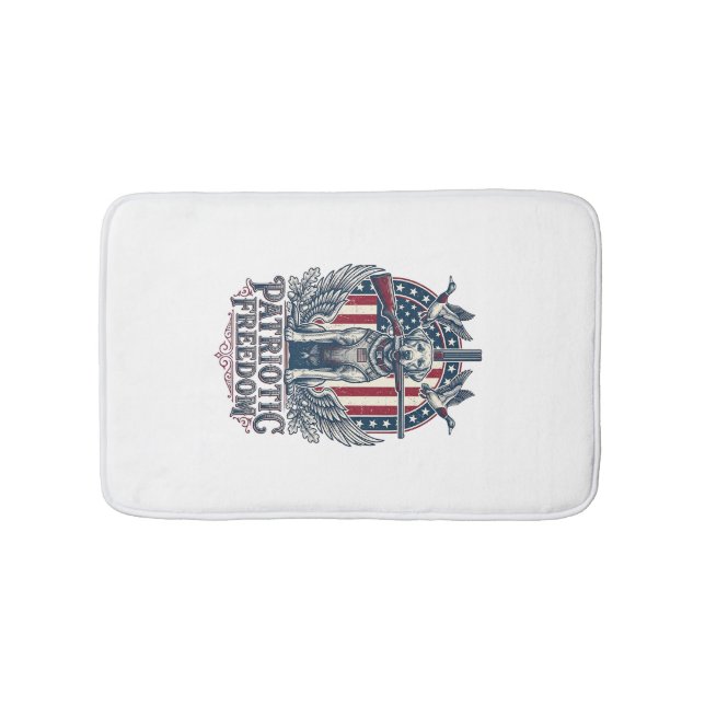 Patriotic Duck Hunter Dog Vector Graphic Tee_1 Bath Mat (Front)