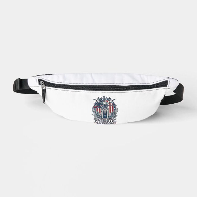 Patriotic Duck Hunter Dog Vector Graphic Tee_1 Fanny Pack (Front)
