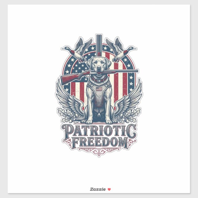 Patriotic Duck Hunter Dog Vector Graphic Tee_1 Sticker (Sheet)