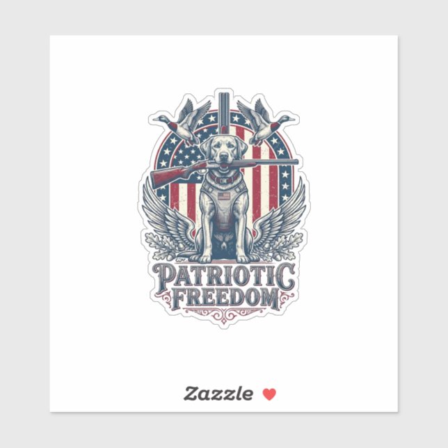Patriotic Duck Hunter Dog Vector Graphic Tee_1 Sticker (Sheet)