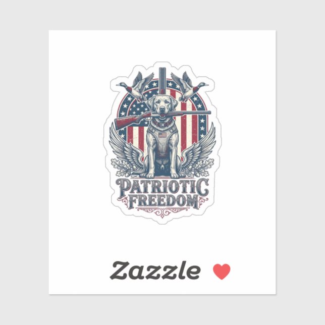 Patriotic Duck Hunter Dog Vector Graphic Tee_1 Sticker (Sheet)