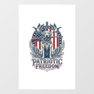 Patriotic Duck Hunter Dog Vector Graphic Tee_1 Window Cling
