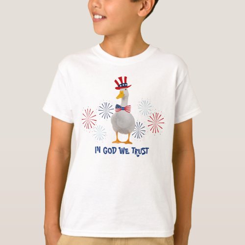 Patriotic Duck In God We Trust T_Shirt