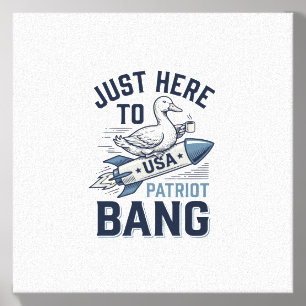 Patriotic Duck Rocket Vintage Vector Shirt Design_ Canvas Photo Tile