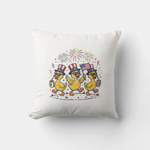 Patriotic Duck Trio Vintage 4th of July Shirt Desi Throw Pillow