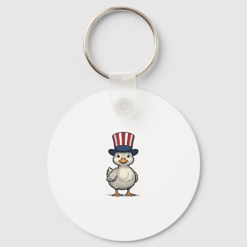Patriotic Duckling Vintage 4th of July Shirt Desig Keychain