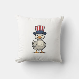Patriotic Duckling Vintage 4th of July Shirt Desig Throw Pillow