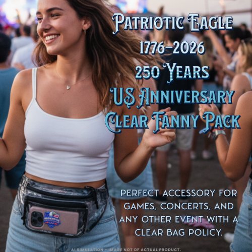 Patriotic Eagle 1776–2026 250 Years US Anniversary Clear Fanny Pack Patriotic Eagle 1776–2026 250 Years US Anniversary Clear Fanny Pack