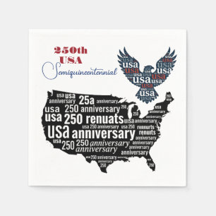 Patriotic Eagle 250th USA Map Red Blue Vintage Art Napkins