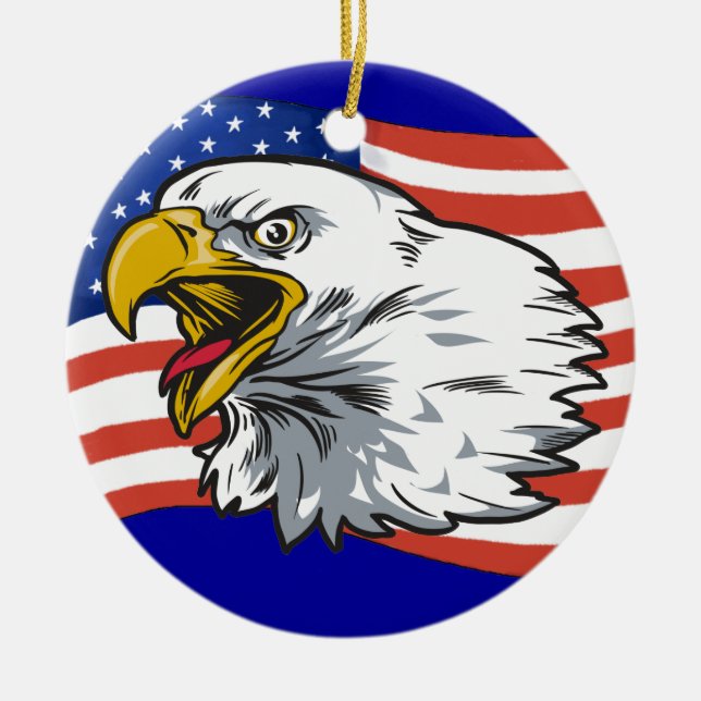 Patriotic Eagle 2 Ceramic Ornament (Front)