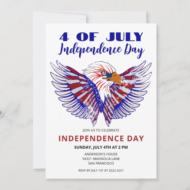 Patriotic Eagle 4th Of July Invitations (Front)