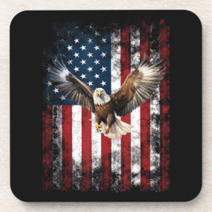 Patriotic Eagle 4th of July USA American Flag Beverage Coaster