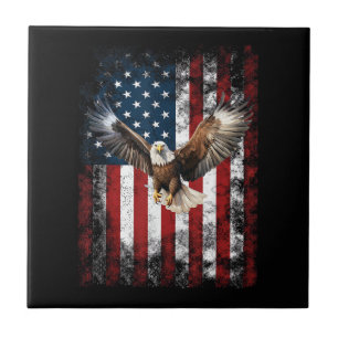 Patriotic Eagle 4th of July USA American Flag Ceramic Tile