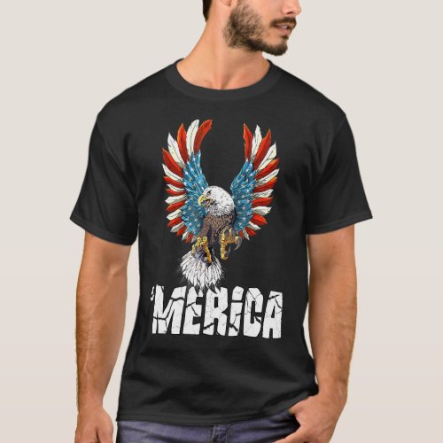 Patriotic Eagle 4th Of July Usa American Flag Men  T_Shirt