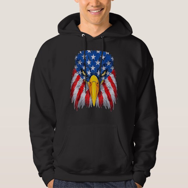 Patriotic Eagle 4th Of July Usa American Flag Meri Hoodie (Front)