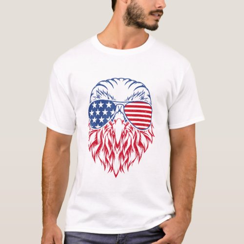 Patriotic Eagle 4th Of July USA American Flag T_Shirt