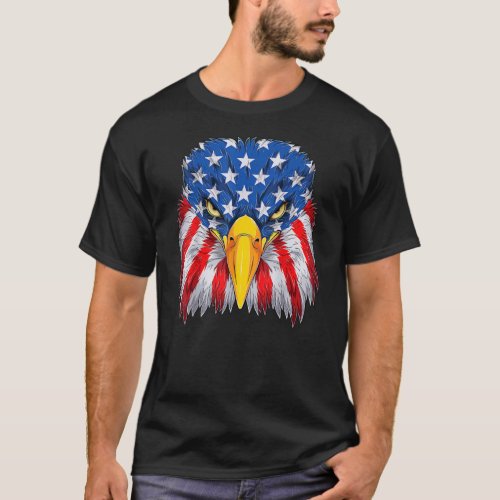 Patriotic Eagle 4th of July USA American Flag T_Shirt