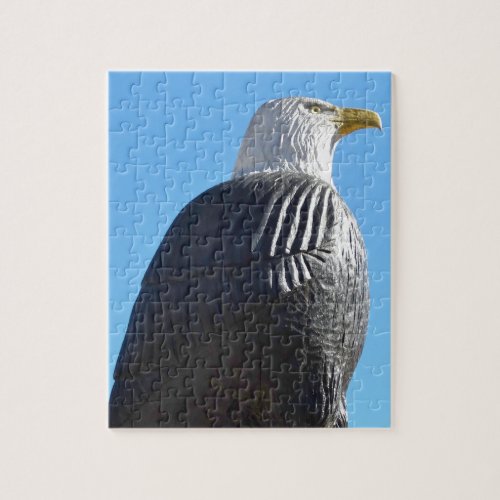 Patriotic Eagle against a clear blue sky Jigsaw Puzzle