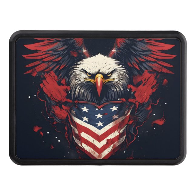 patriotic eagle American flag  Hitch Cover (Front)