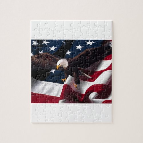 Patriotic Eagle American Flag Jigsaw Puzzle