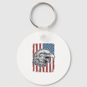 Patriotic Eagle American Flag Vintage Engraving_1 Keychain