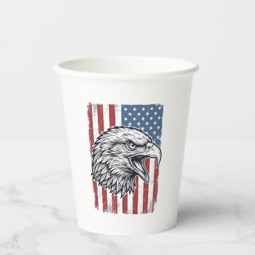 Patriotic Eagle American Flag Vintage Engraving_1 Paper Cups