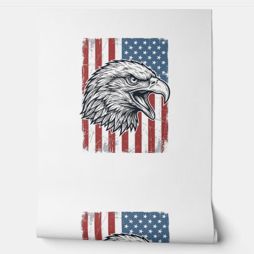 Patriotic Eagle American Flag Vintage Engraving_1 Wallpaper