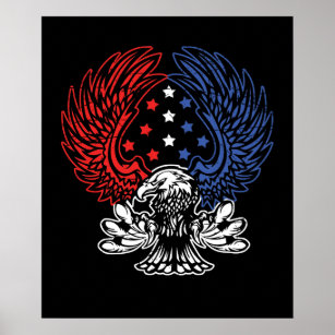 red white and blue eagle logo