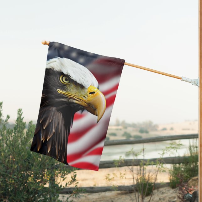 Patriotic/Eagle/American/USA  House Flag (Insitu (Back))