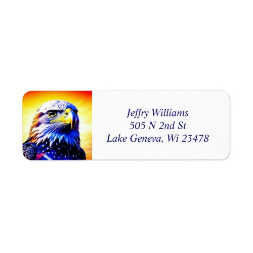 Patriotic Eagle and American Flag  Label