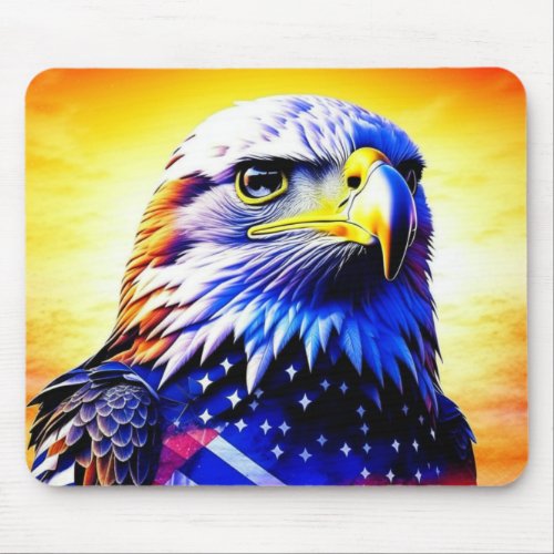 Patriotic Eagle and American Flag  Mouse Pad