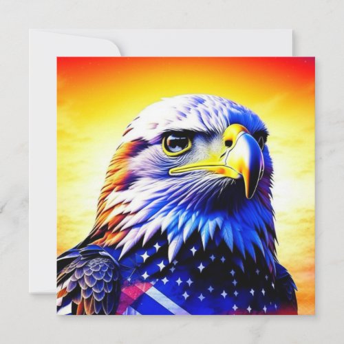 Patriotic Eagle and American Flag  Note Card