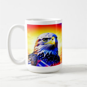 Patriotic Eagle and American Flag Personalized Coffee Mug