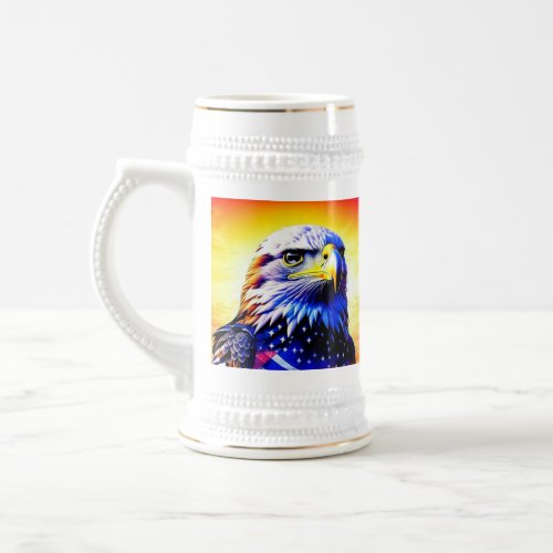 Patriotic Eagle and American Flag Personalized Dad Beer Stein