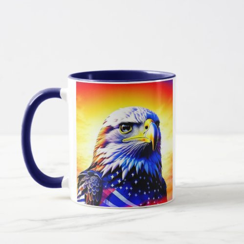 Patriotic Eagle and American Flag Personalized Dad Mug