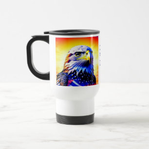Patriotic Eagle and American Flag Personalized Dad Travel Mug